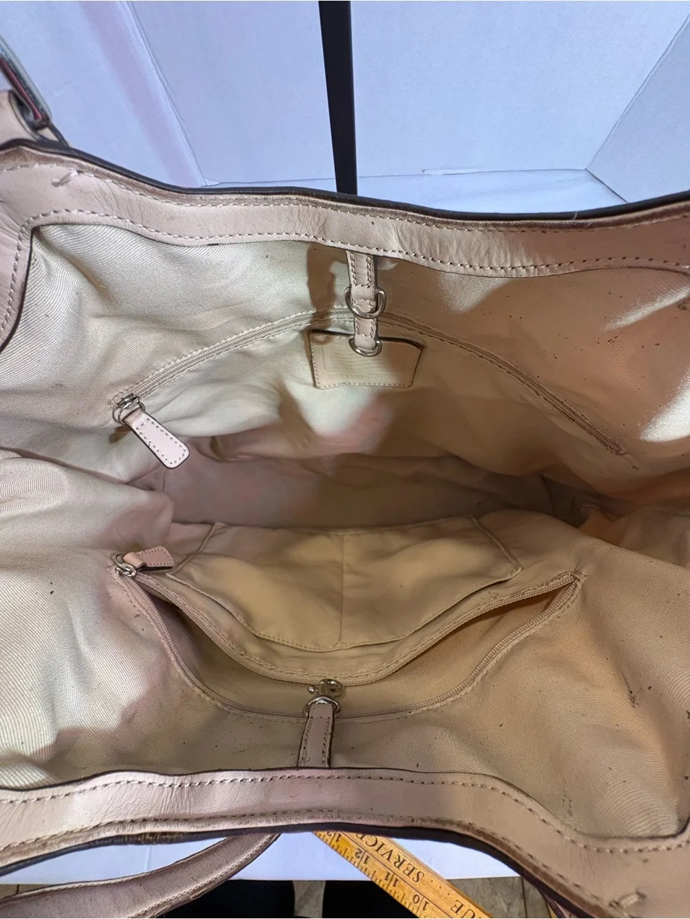 Coach Pink and Cream Zebra-Stripe Canvas Tote